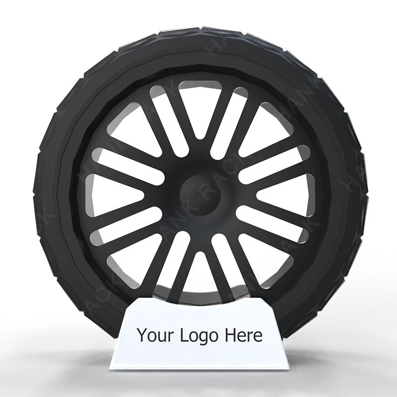 Customized Portable Retail Store PP Plastic Tire Wheel Display Floor Standing Auto Tyre Stand with Adjustable Width