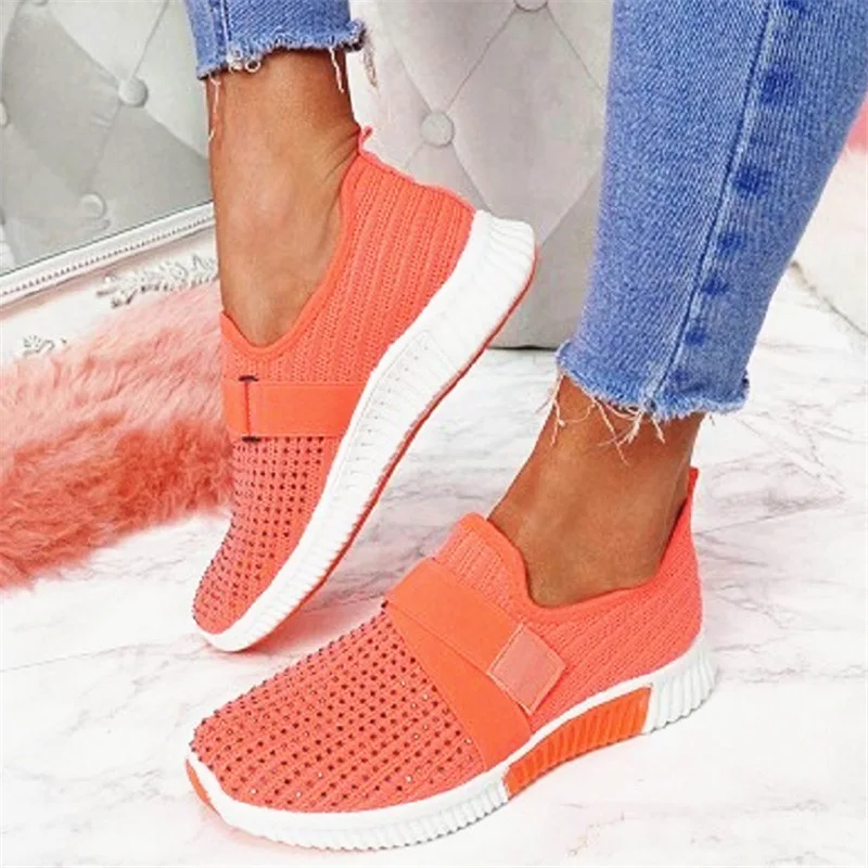 

WK-027 2021 Casual sequined beaded mesh slip-on mesh sneaker for women new spring summer running shoes sneakers, More than 10 colors as picture show