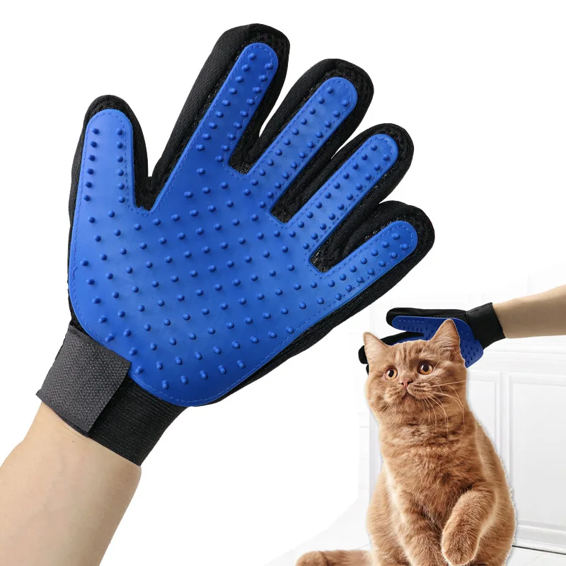 

Pet Dog Cat Massage Hair Removal Grooming Groomer Cleaning Brush Magic Glove, Black