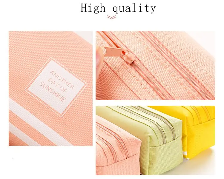 Large capacity pencil case canvas pencil case with zipper for students