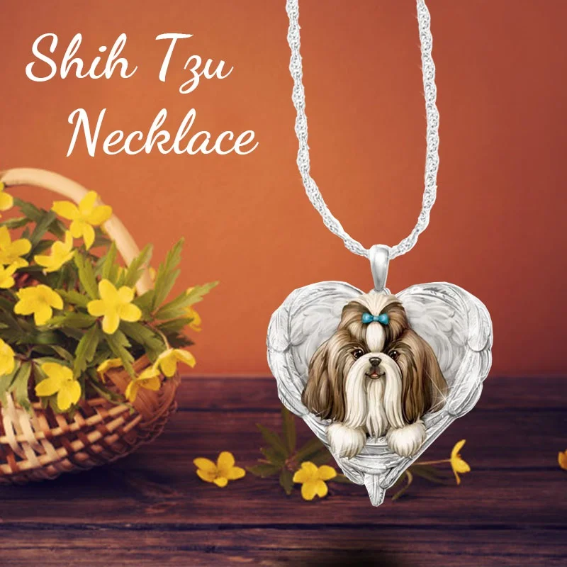 

Elegant Fashion Accessories Heart Shaped Feather Pendant Cute Accessories for Dog Lovers Bow Necklace for Long-haired Pet Dogs
