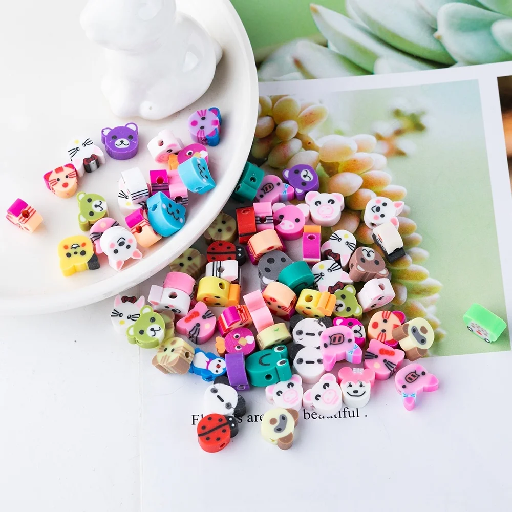 

Mixed Color Spacer loose Beads animal bear pig shape Polymer Clay For Making DIY Bracelet Necklace kid women Jewelry Accessories, Color picture