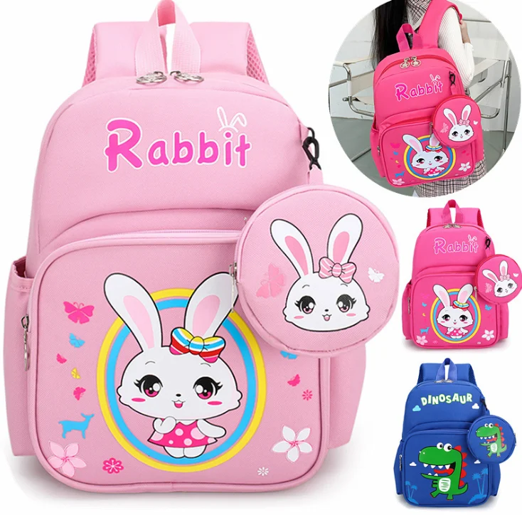 

2021 Kids bunny school backpack children coin purse bag