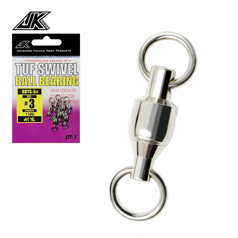 

JK BBTS Ball Bearing Swivel High Load Stainless Steel Solid Double Welded Rings Connector Saltwater Fishing Accessories