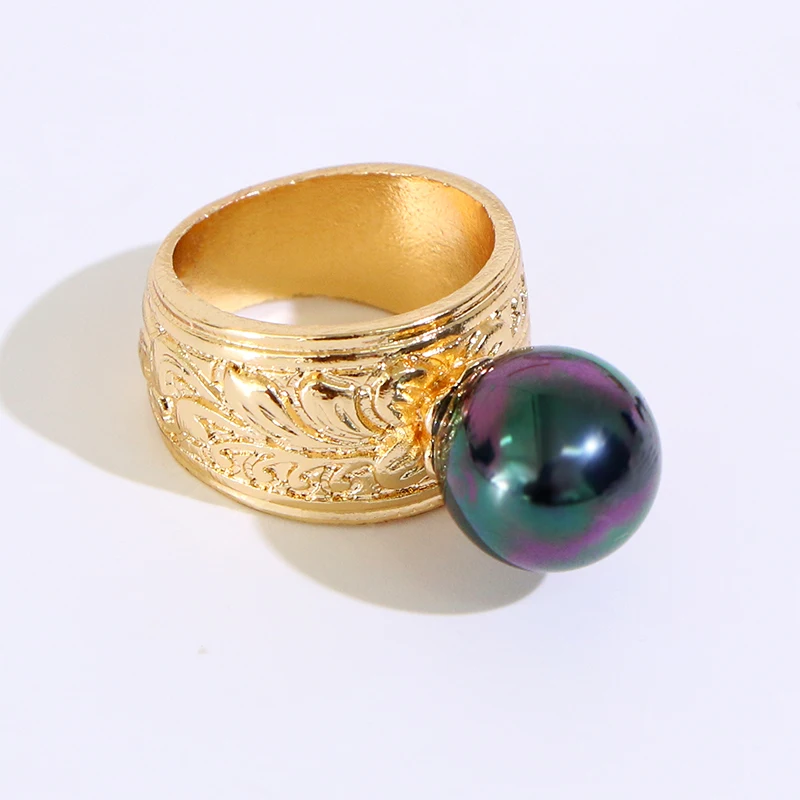 

Hawaiian Rings Pearl Polynesian Style Rings Gold Plated Jewelry
