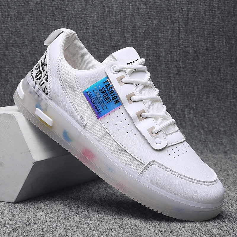 

2021 Fashion transparent bottom white shoes casual shoes trendy sneakers for men
