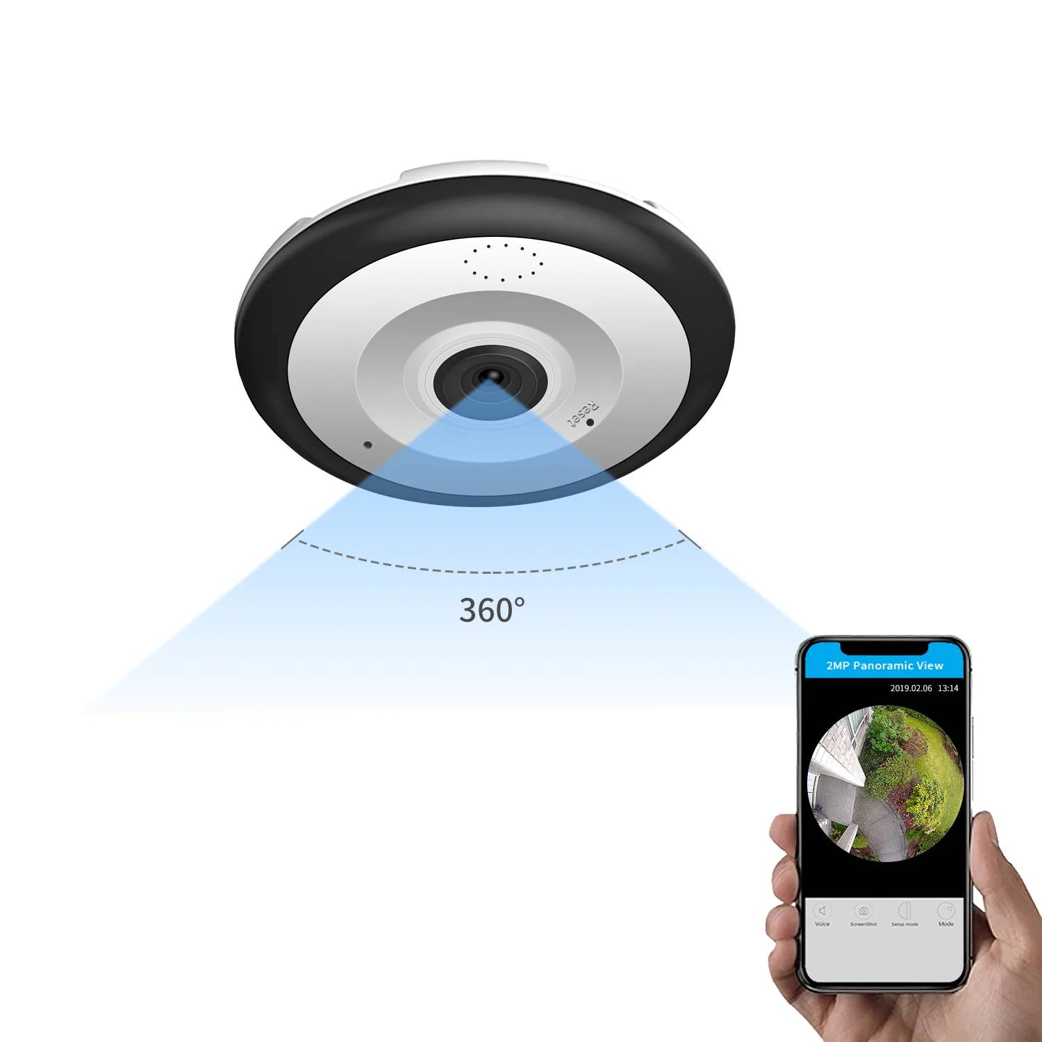 Ikevision V380pro 2MP 3MP Fisheye 360 View Angle Wireless Camera Easy Installation Indoor Motion Detection Security Recorder