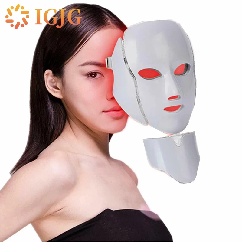 

Facial Red light therapy PDT Beauty Therapy 7 colors LED Mask with Neck