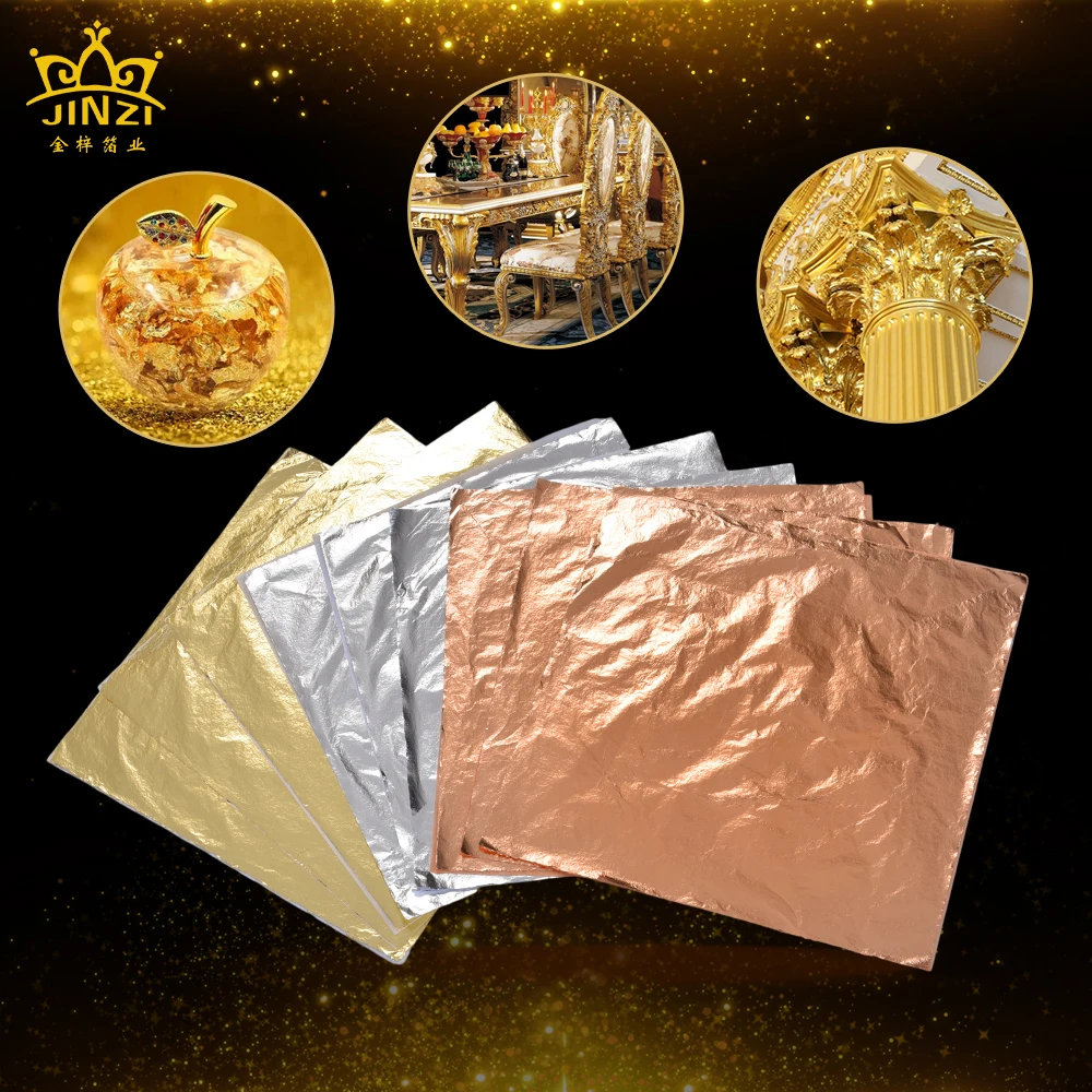 Private Label Low Price Customized Imitation Gold Leaf 14/16Cm Gold Leaf Foil Sheets for Decorating