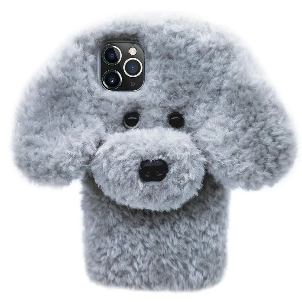 

HOCAYU Low Moq 3D Dog Design Luxury Furry Funda Movil For Iphone 11 Case Girls Funda Telefono For Iphone 11 Pro Max