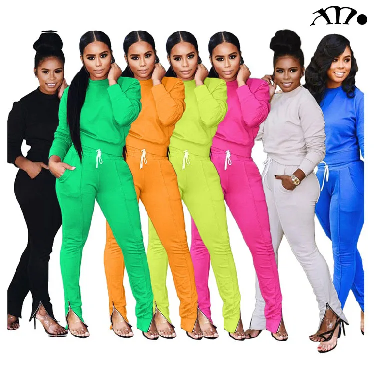 

2020 custom wholesale Velvet women's sportswear suit solid color zipper sweater sports fitness two piece set women clothing, Shown