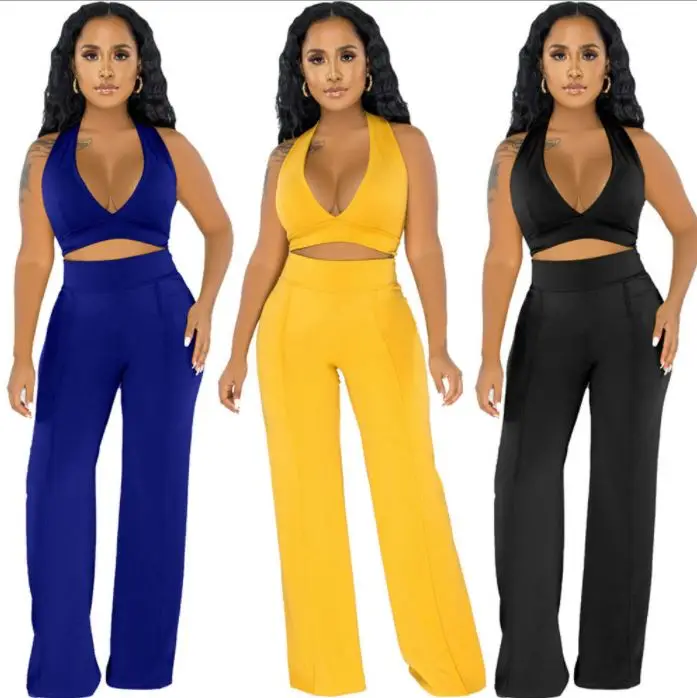 

Hot style hot items casual V-neck crop top short set women clothing solid color 2 pcs suit women