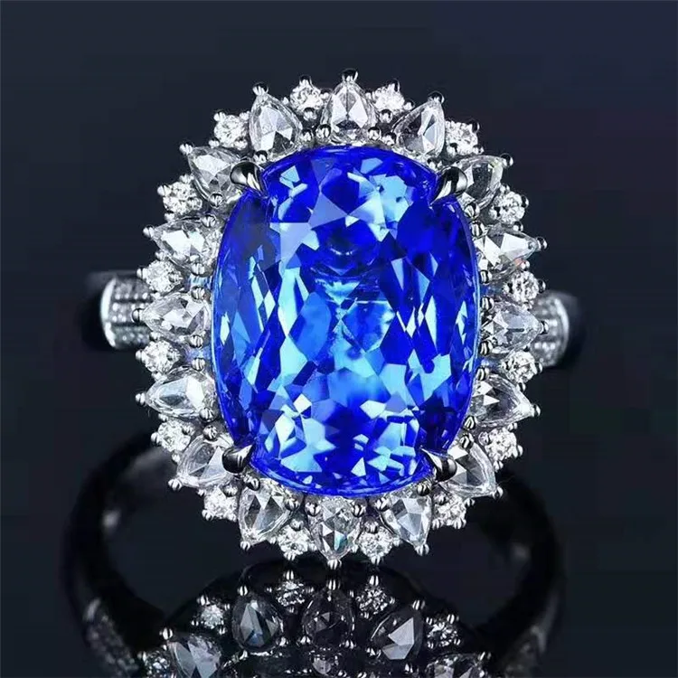 

SGARIT Royal Custom Precious Luxury Jewelry 8.73ct unheated natural purplish blue tanzanite gem stone ring