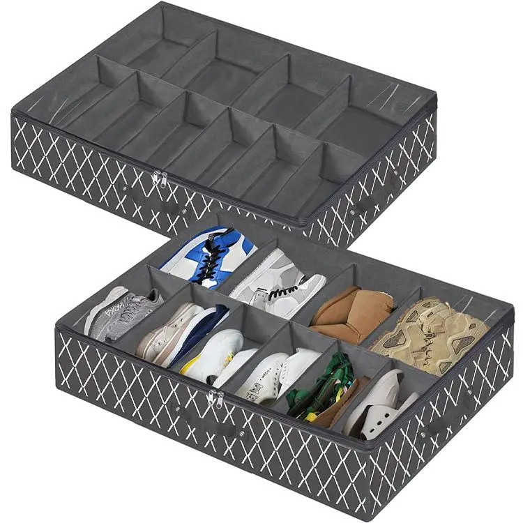 

Foldable non-woven fabric shoes storage bag Sturdy Underbed Shoe Container Box Under Bed Shoe Storage Organizer for Closet