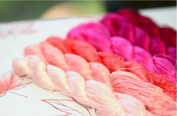 天然真丝绸刺绣线 diy 线 1000 多色大分支 100% 桑树刺绣丝线