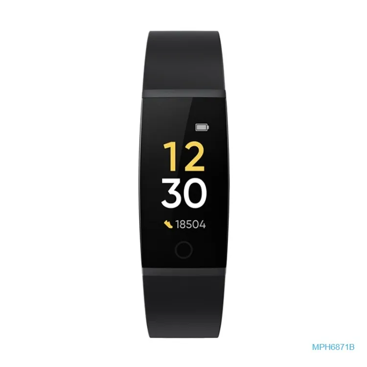 

IP 68 waterproof smart wrist band bracelet 0.96 inch color screen realme smart wristband watch, Black