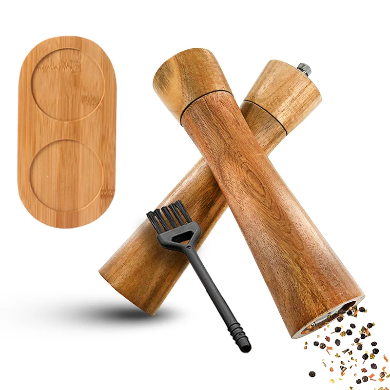 

Amazon Hot Sale Customized Wooden Spice Mill Salt And Pepper Mills Set Wholesale Handmade Pepper Grinder
