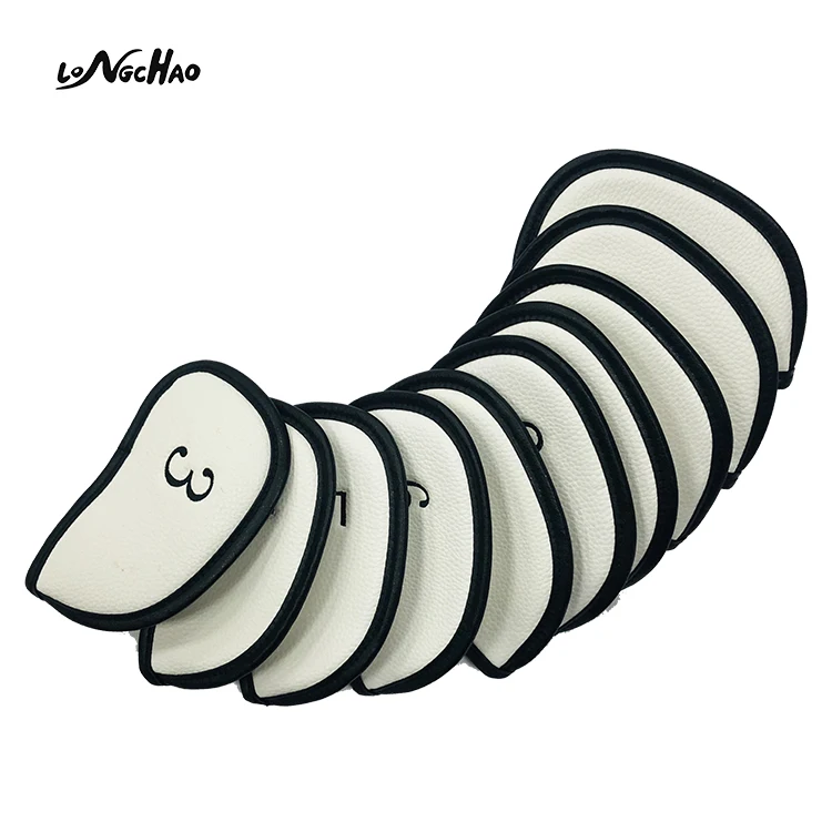 

2020 Hot Selling Pu Leather Golf Iron Club Headcover 10Pcs/Set, White