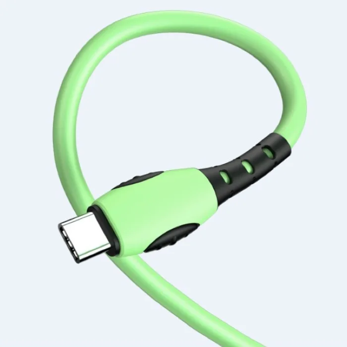 

free shipping Liquid silicone silicon usb type c charging charger data cable 2.1A 1.8m, Matcha green/dark green/purple/red