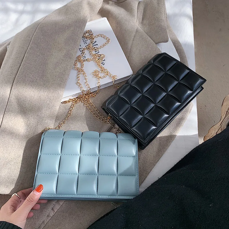 

New Fashion Solid Color Square Women Bag Chain Sling Ladies Crossbody Bags Leather Women Handbags