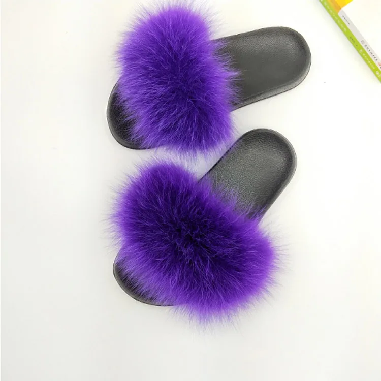 

OEM women faux fur slides Fluffy Fur Slide Slippers fur mink slides Summer slippers