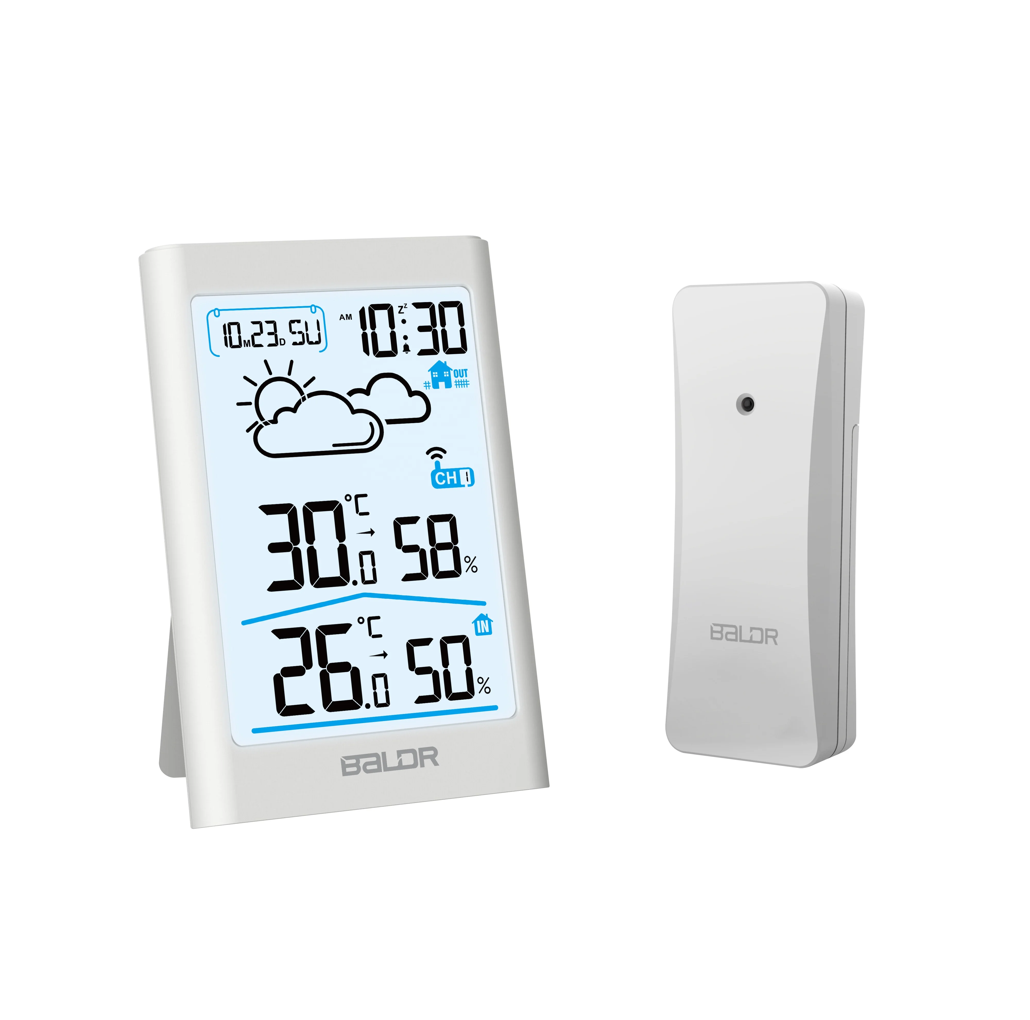 

BALDR B0341 Digital Indoor/outdoor Temperature Humidity Wall Clocks Weather Station Wireless Thermometer Weather Forecast