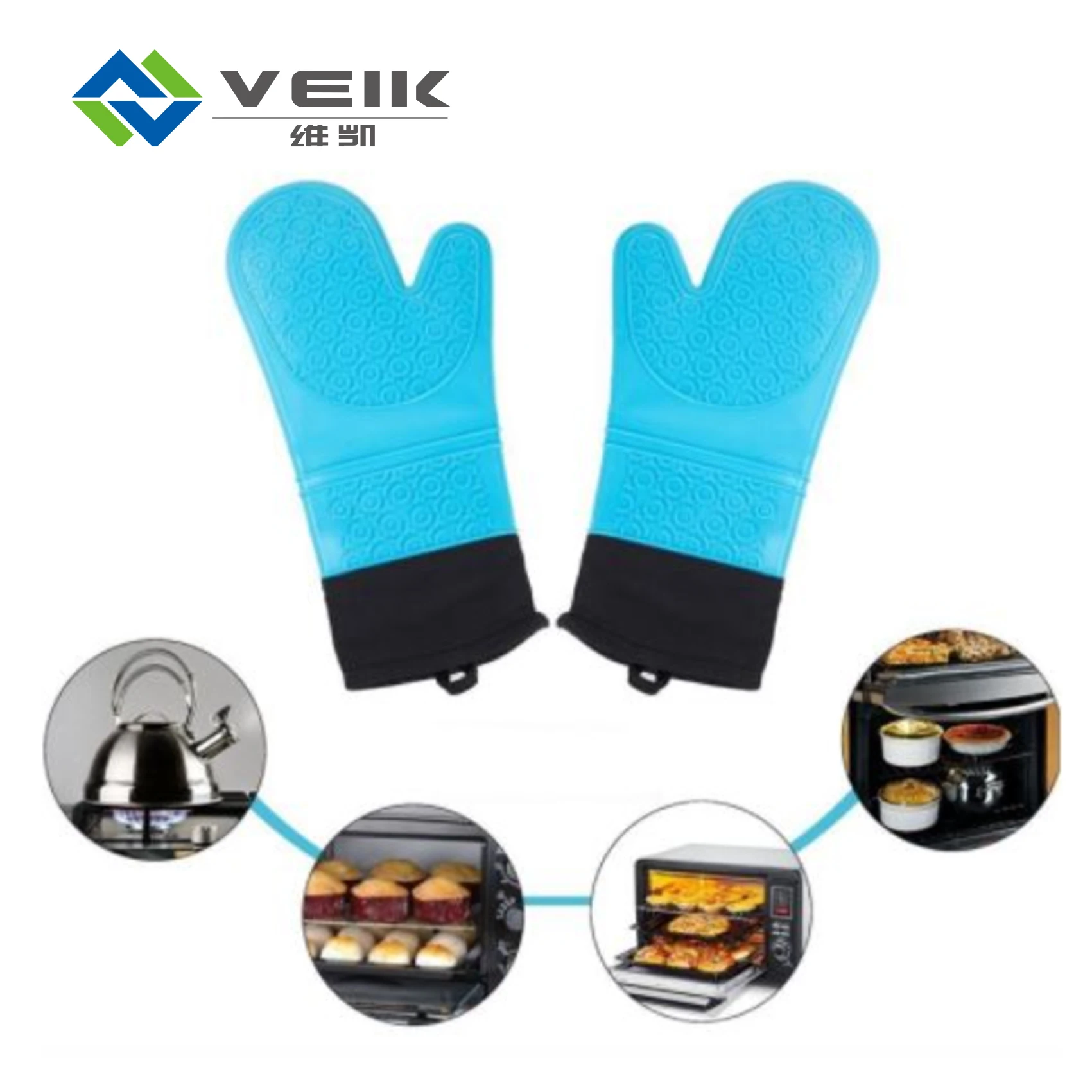 

BBQ pot holder cooking heat resistant non-Slip silicone kitchen gloves, Custom color