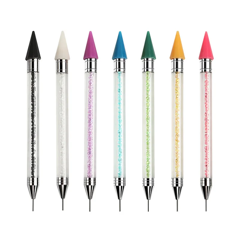 

Wholesale Nail Art Tool Crystal Acrylic Handle Double Ended Manicure Nail Art Dotting Pen Rhinestones picker