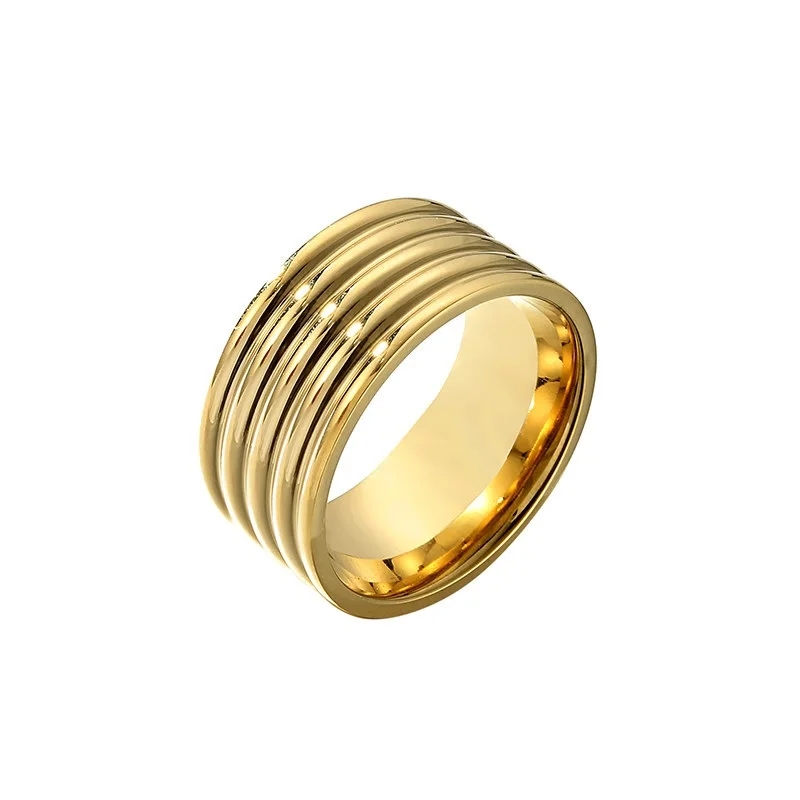 

New Trendy Fashion Solid 14k Gold Plated Stainless Steel Unisex Ring For Women And Men