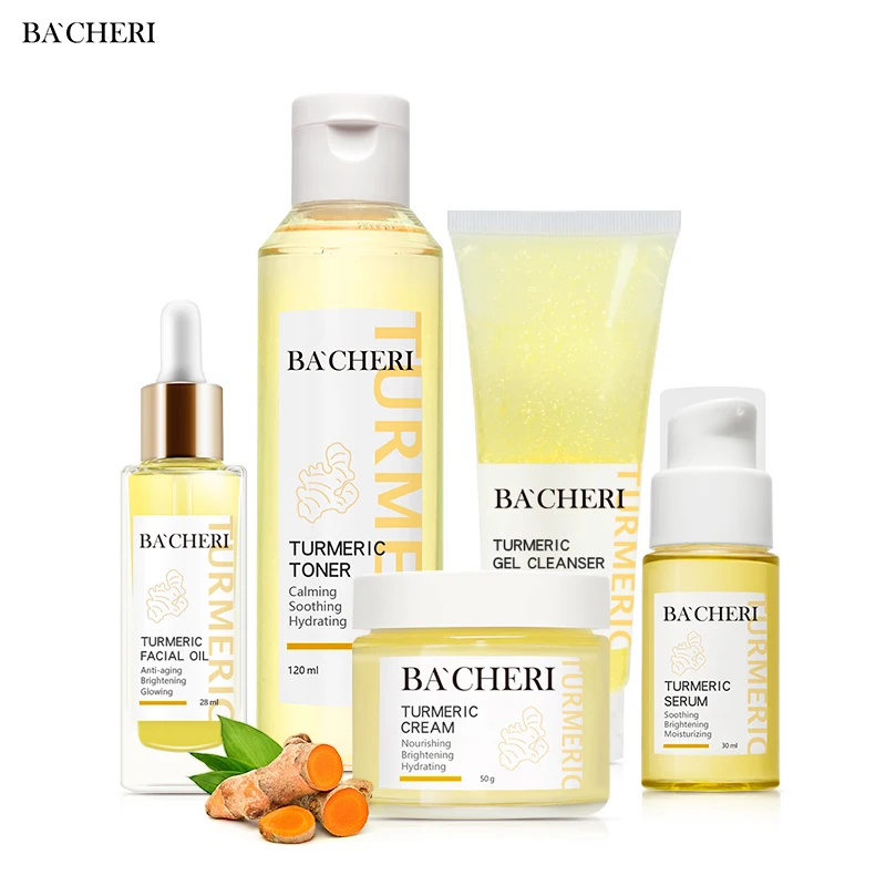 

Private Label Best Acne Facial Products Hyaluronic Acid Brightening Smoothing Turmeric Skin Care Set For Face