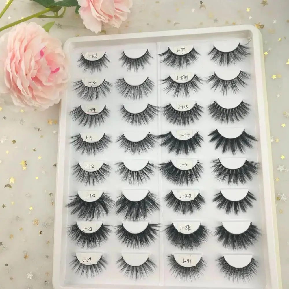 

Wholesale Double 3D Silk Faux Mink Eye Lashes Premium Synthetic False Eyelashes Natural 3D Slik Lashes Vendor, Natural black faux mink eyelasehs