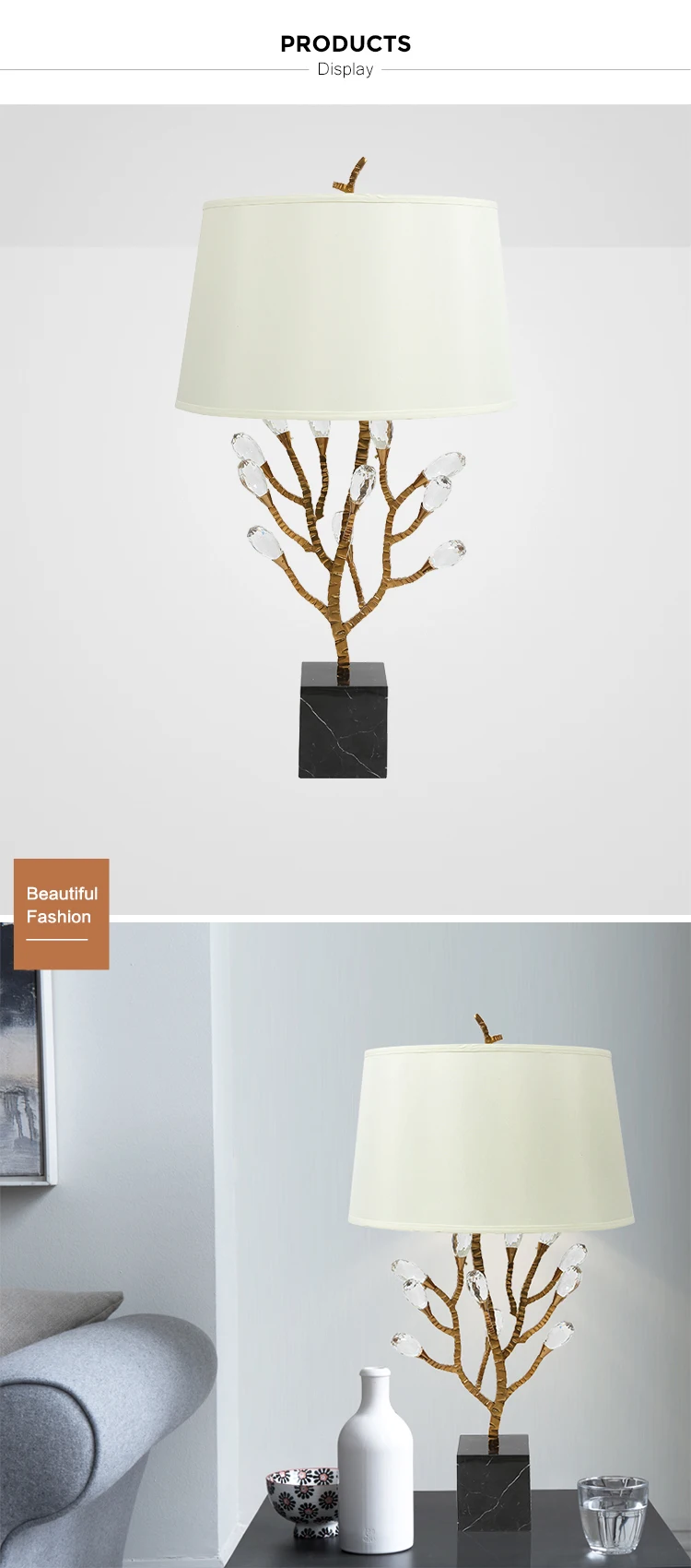 elegant shape K9 crystal table lamp led