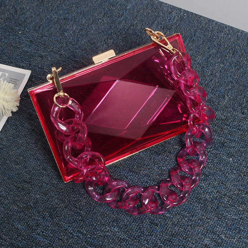 

Hot Sale Clutch Bag Chain Clear Acrylic Purses Women Handbags