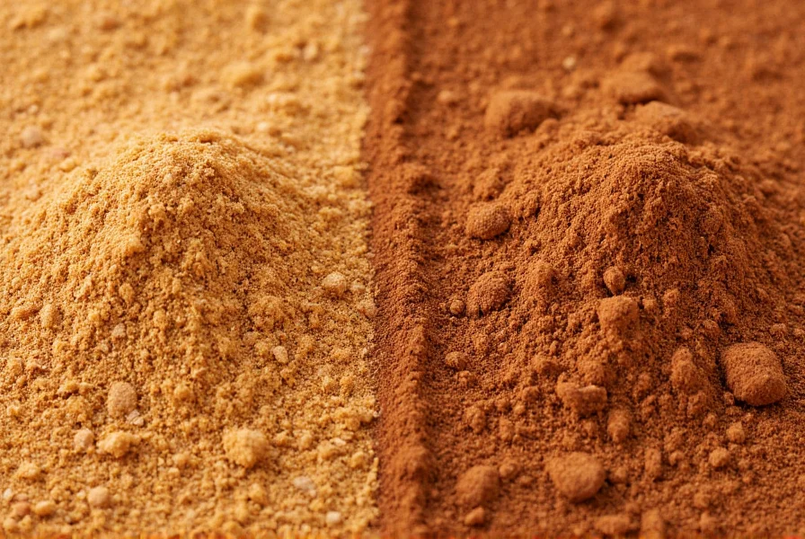 Close-up of ground Ceylon cinnamon showing lighter color compared to darker Cassia powder