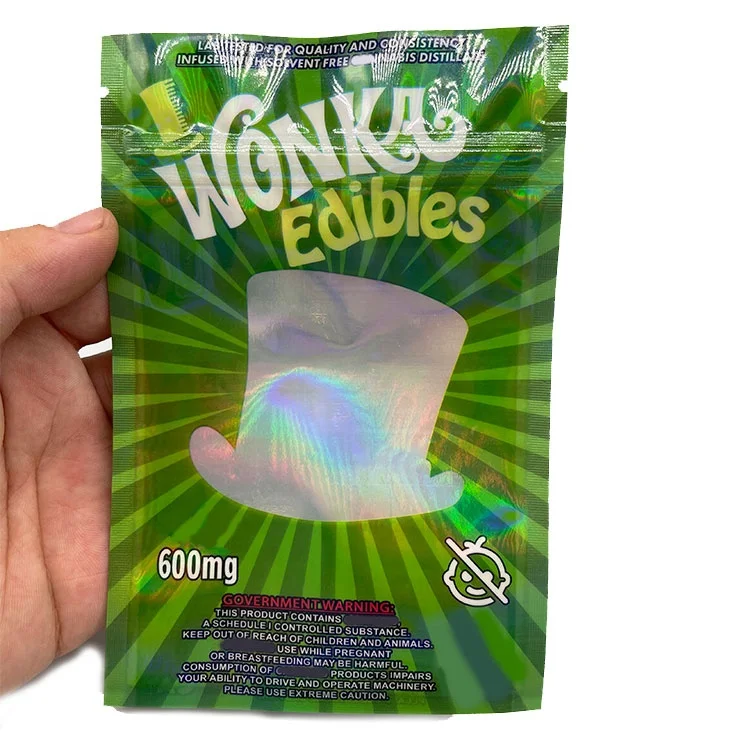 600mg Wonka Edibles Four New Colors Arrival With Clear Window Mylar ...