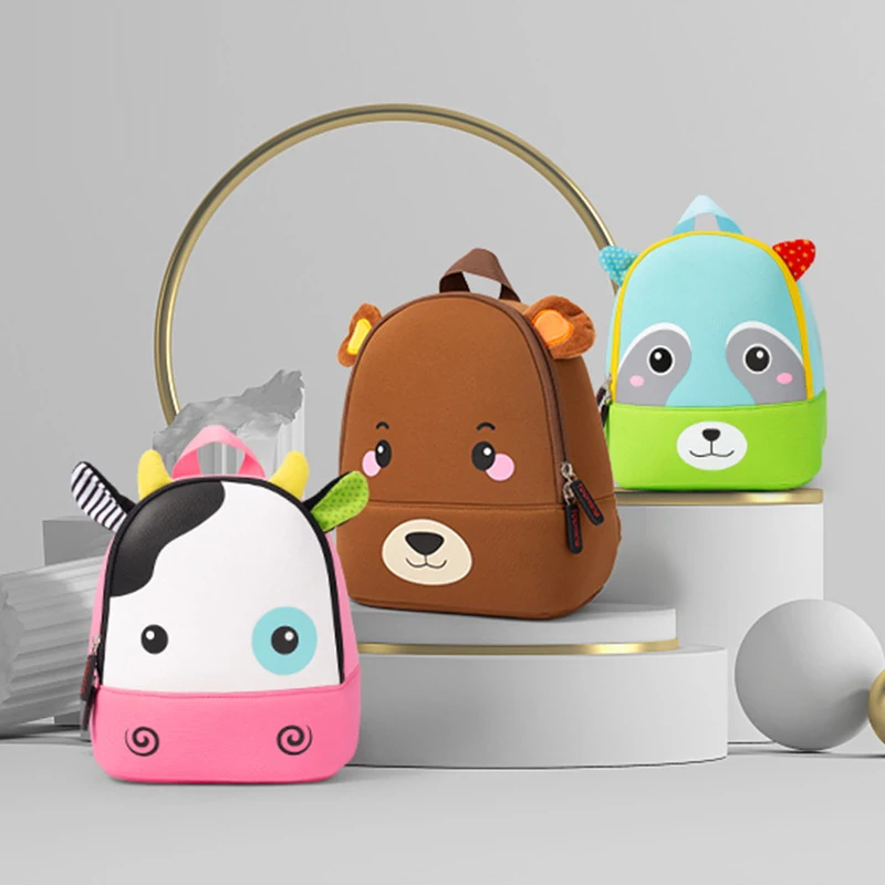 

3D Bionic Animal Brian Raccoon Schoolbags Cute cartoon animal neoprene shoulder backpack for children kids, Customized color