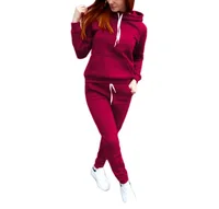 

Two Piece Women Hooded Sweatshirt Sets Casual Joggers Hoodies and Drawstring Sweatpants Sets Women Autumn Sets