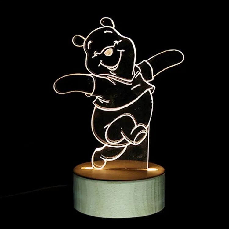 New Design Led 3D Illusion Table Lamp Customized Night For Toy Kids Room Bed Light