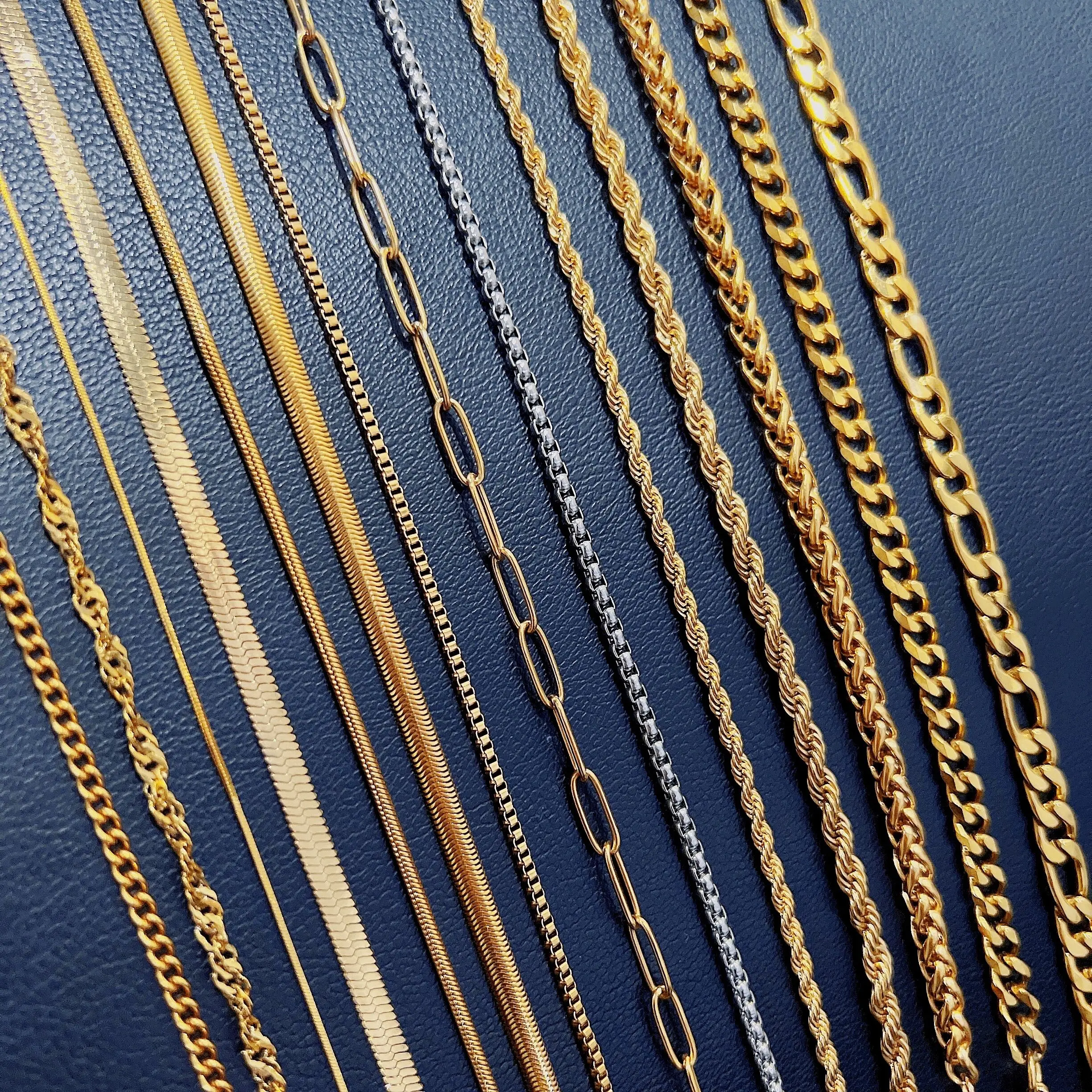 

Waterproof Stainless Steel Custom Length Rope Necklace Plain Large Paperclip Chain Thick Cuban Chain Necklace For Men Women