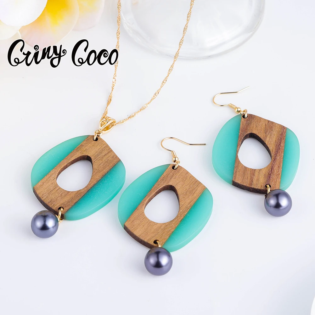 

Cring CoCo Ellipse New samoan hamilto gold resin wooden Earrings Blue polynesian set wholesale hawaiian jewelry, Picture shows