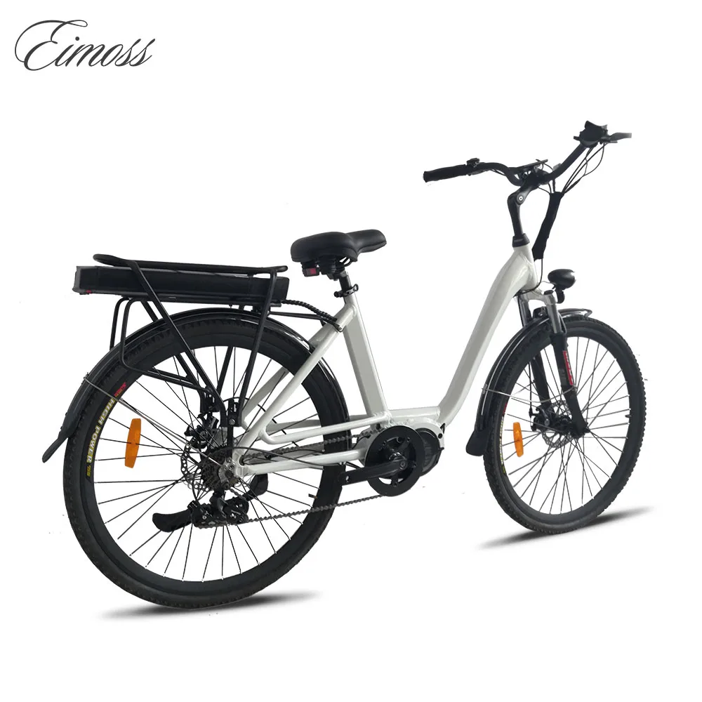 

high quality suspension e bicycle mid drive electric city bike bicycle, White