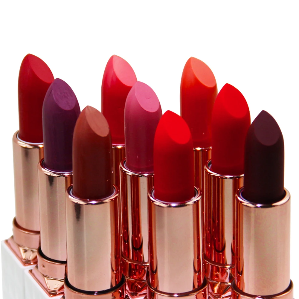 

Wholesale Makeup New Trending 9 Colors Long Lasting Dark Red Vegan Cruelty Free Matte Lipsticks Private Label Waterproof Makeup