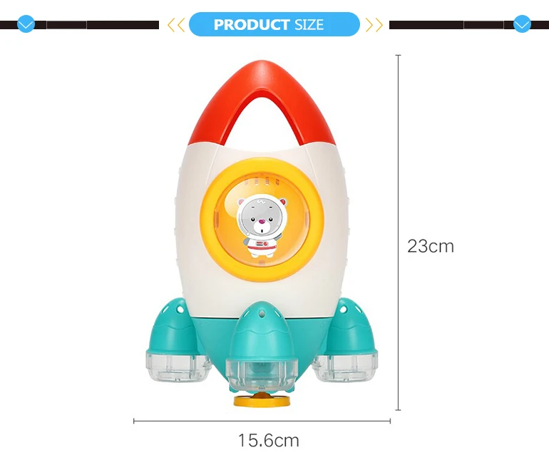 Spray rotating rocket baby plastic water shower toy for bath.jpg