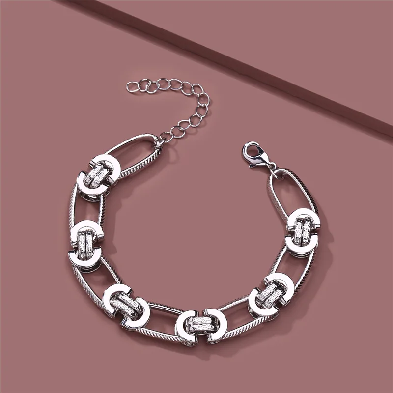 

Trendy Geometric Chunky Chain Links Bracelet New Designs Environmental Protection Metal Bracelet Fashion Women Jewelry
