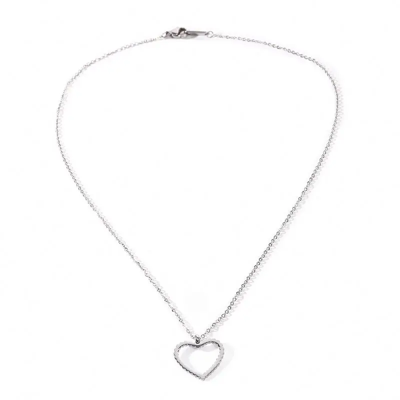 

Fashion Style Simple Design Steel Color Heart Pendant Jewelry Simple Ladies Personalized Necklace