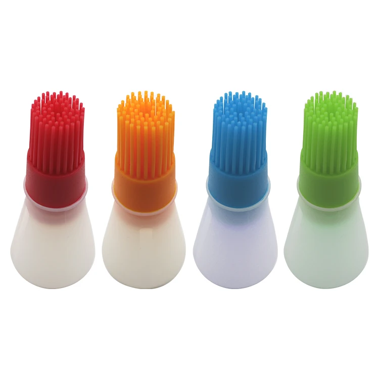 

Easy To Clean Silicone Oil Bottle With Brush Grill Oil Brushes Liquid Oil Pastry Baking BBQ Tool Pancake Brush Kitchen Gadget, Green
