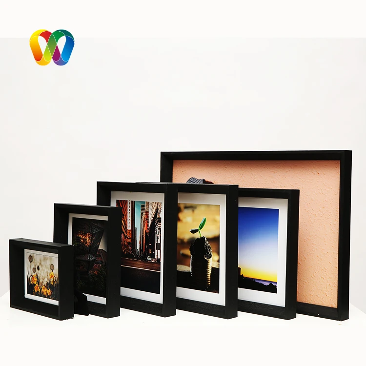 

DOUBLE 100 A3 A4 A5 Wood With Leather Wall Black Picture Photo Frame