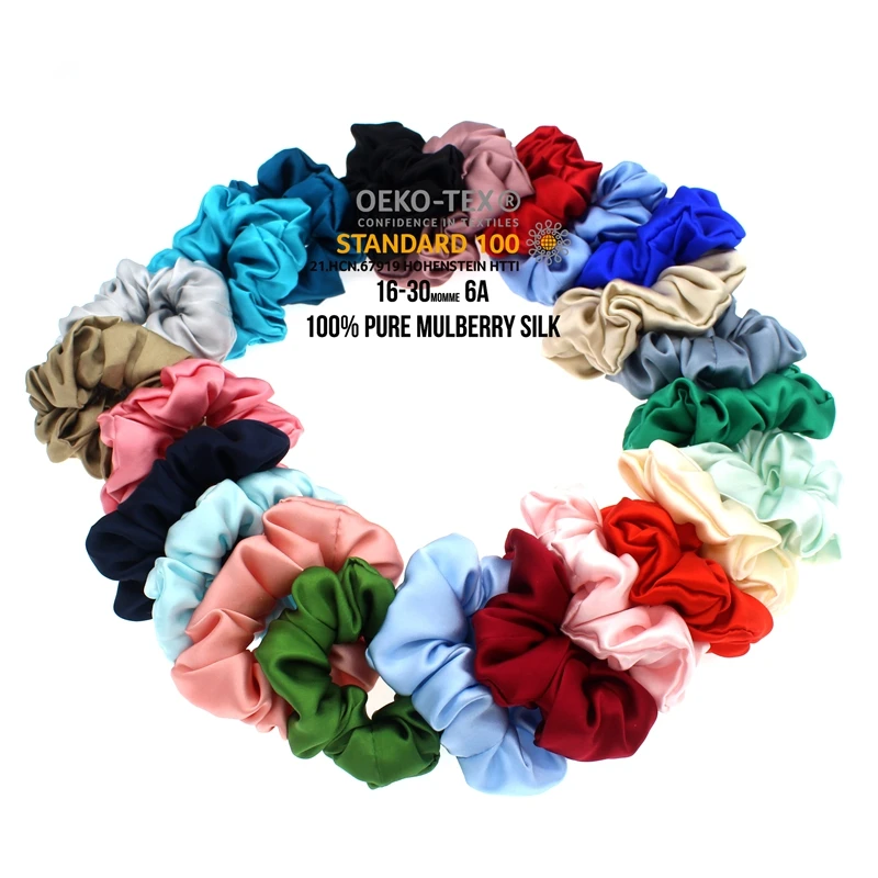 

Silk Accessories Hair Accessories 100% Silk Scrunchies Set Gift Box Packaging Hair Mulberry Scrunchie Silk for woman girl