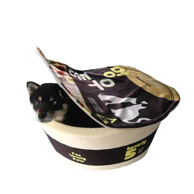 

Japanese instant noodles dog round closed cat nest lovely four seasons pet supplies wholesale pet bed, Red/green/blue