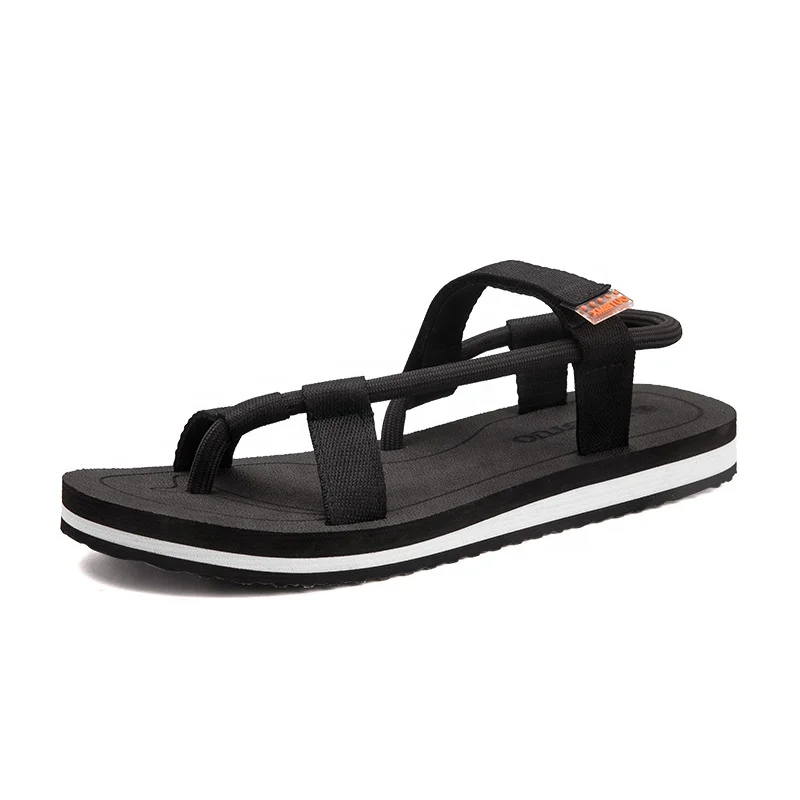 

New popular beach breathable elastic leisure outdoor roman flip flops mens slipper unisex sandals., Black/brown